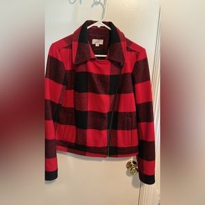 EUC Loft Buffalo Plaid moto jacket